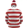 Ethnische Kleidung „Wo ist Wally Waldo TV-Cartoon-Junggesellenabschied-Outfit“ für Erwachsene, Herren-Kostüme, Halloween-Kostüm