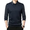 Herrpolos Autumn Youth Solid Polo Shirt Casual Fashion Long Sleeve Standing Neck Elastic Fake Two Pieces Men Clothing 231202