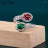 クラスターリングJoiashome Luxury Women's Silver 925 Vintage Fine Jewelry with Oval Red Green Gemstonesファッション女性パーティーリングサイズ6-10