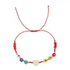 Strand Go2boho gewebtes Damenarmband mit gemischten Glasaugen und Mikroeinlagen „Love Red Rope“.