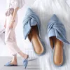 Slippers Ladies Mules Summer Women Flock Bow-knot Flats Fashion Pointed Toe Office Shoes Slides Woman Slipper