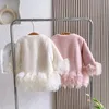 Jackor Fashion Baby Girl Princess Faux Pälsjacka Bomull Padded Winter Toddler Teen Child Spets Varma kappa Ytterkläder Kläder 214Y 231202