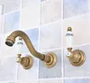 Robinets de lavabo de salle de bains, mitigeur en laiton antique, robinet à double poignées 3 trous, montage mural Zsf531