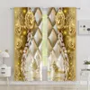 Curtain 3D Digital Printed Golden Luxury Flower Wheat Ear Curtains for Kid's Bedroom Living Room Divider Curtain 2 Panel Blind 231201