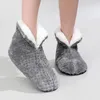 Pantoufles d'hiver en peluche de coton pour femmes, antidérapantes, moelleuses et chaudes, chaussures noires, bottes floues, pour la maison, 2023