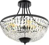 Ljuskronor Round Crystal Tak Ljus Fixtur Modern Semi Flush Mount Black Contemporary Metal Energy Efficient