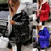 Women's Down Parkas Winter Coat Women Fashion Hooded Shiny Puffer Jacket Loose Streetwear Woman 231201