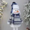 Nieuwe blauw strekkende sneeuwman Doll Lei Feng Hat Fabric Snowman Doll Window Decoratie