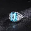 Clusterringen Vintage sprankelende 10 14 mm Topa blauwe dameskristallen verlovingsring verstelbare sieraden verjaardagscadeau groothandel