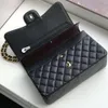 10a Top Tier Quality Jumbo Double Flap Bag Luxury Designer 25cm Real Leather Caviar Lambskin Classic All Black Purse quiltade handväska axelväskor