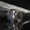 Eheringe Klassische Retro Regenbogen Männer Silber Farbe Schnitzmuster Siegel Steampunk für Geburtstagsgeschenk Party Gothic Schmuck 231201