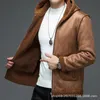 Casaco reversível de couro de couro masculino reversível com casaco de lã de cordeiro de lã de pêlo e de inverno para homens 231201