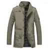 Men's Jackets Jacket And Coat Casual Windproof Quality Long Trench Clothing Drop