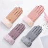 Fietshandschoenen Dames Winter Warm Scherm Dames Bont Lange Vinger Wanten Handschoen Winddicht Gants Hiver Femme Guantes