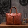 Aktentaschen Pflanzlich gegerbtes Leder Aktentasche Herren Handtasche Retro Casual Herren Laptoptasche Business Tragbar Original