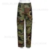 Spodnie damskie Capris Camuflage druk Patchwork Camo Flare Cargo Cargo Spodnie Kobiety przycisk wysokiej talii Kieszenie muchowe Buta But Spodni Fall Winter Streetwear T231202