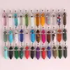 24pcs lot Healing Point Chakra Pendants Hexagonal Quartz Crystals Bullet Shape Stone DIY Pendulum Beads For Jewelry Making 20307E