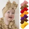 Ny Big Bowknot Baby Headband Corduroy Nyfödd spädbarn Elastisk hårband turban headwrap dubbel lager söta hårtillbehör