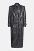 Cuir femme ALESSANDRA RICH noir long véritable manteau imprimé croco surdimensionné avec fermeture à bouton double traité de haute qualité