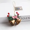 Christmas Bells Xmas Tree Hanging Ornament Double Trumpet Metal Jingle Bells for Christmas Holiday Decoration