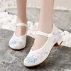 Dress Shoes Chinese Embroidered Shoe High Heels Cheongsam National Style Mother Spring and Autumn Old Beijing Cloth 231201