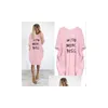 Basic Casual Dresses Newest Summer Women Letter Printed Fashion Crew Neck Panelled Ladies Loose Long Sleeve Apparel Drop Delivery Wome Dhn4W