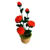 Decorative Flowers Handmade Simulation Red Rose May Bells Plush Plants Home Bedroom Artificial Flower Decoration Christmas Valentine Gifts