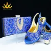 Zapatos de vestir Color azul Llegadas de moda 2024 Primavera Verano Diseño Italiano Mujeres Bolsa a juego Conjunto con cristal brillante para fiesta