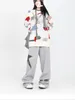 Kadın Pantolon 2023 Yaz Büyük Boy Hip Hop Geniş Joggers Y2K Street Giyim Yıldız Baskı eşofmanları Kadın Retro Vintage Patchwork Sports