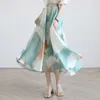 Skirts Spring Clothing Cotton Linen Large Swing Skirt Long Autumn Size Female A-line Pleated Korean Style