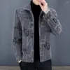 Mäns jackor Män täcker kinesisk tryck Fall Winter Cardigan Jacket med nedslagen krage Single-Breasted Design för tjock värmekomfort