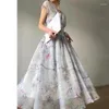 Casual Dresses Fashion Print A-Line Dress for Women 2023 Ärmlös designer Summer Vintage V Neck Party Club Long Elegant Robe Q015