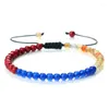 Charme Pulseiras 4mm Frisado Pulseira Ajustável Palestina Bandeira Cor Vermelho Azul Branco Pedra Natural País Bandeiras Tecido Moda Jóias