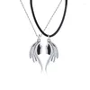 Pendant Necklaces 2 Pieces Angel Demon Wing Link Chain Necklace Magnets Heart Shape Couple Magnetic Lightweight For Lover Dz001