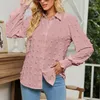 Women's Blouses Office Lady White Button Blouse Women Turn-Down Collor Open T-Shirt Hairball Bubble Long Sleeve Shirt Female Spring Autumn