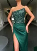 Urban Sexy Dresses Women Elegant paljett Bodycon Long Evening Dress Strapless High Split Birthday Party Sexig Maxi Dress Ladies Summer kläder 2023 T231202