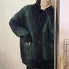 Swetery damskie Zielony płaszcz w kratę Sweter Odzież 2023 Jumn zima retro leniwe luźne zużycie dzianiny Kobiety