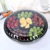Assiettes plateau de rangement empilable boîte à salade de fromage fruits ronds en plastique avec couvercle 6 compartiments pour fête