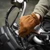 Fingerless Gloves Men's Frosted Genuine Leather Gloves Men Motorcycle Riding Full Finger Winter Gloves With Fur Vintage Brown Cowhide Leather NR65 231201