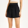 AL0LULU Mit Logo Schnell trocknende Sportshorts für Damen, dünne, lockere Lauf-Fitnesshosen, hoch taillierte Yogahosen