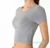 Freiliegendes Nabelschnur-Brustpolster, Yoga-Outfits, kurzärmelige Fitness-Kleidung für Damen, atmungsaktiv, hautfreundlich, Sport-T-Shirt S