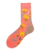 Women Socks Cartoon Flamingo Zebra Flower Plant Kawaii Funny Happy Casual Female Cotton Hosiery Streetwear Skate Harajuku