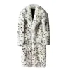メンズファーフェイクヒョウ柄の毛皮の統合マンコートロングスーツカラー模倣トレンド冬の暖かいジャケット231201