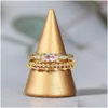 Band Rings Tiny Small Ring Set For Women Gold Color Cubic Zirconia Midi Finger Rings Wedding Anniversary Jewelry Accessories Gifts Kar Dhcex