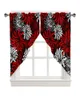 Rideau rouge noir blanc fleur chrysanthème traitements de fenêtre rideaux pour salon chambre décor à la maison triangulaire