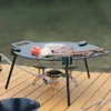 Fornuizen 30 33 36CM Grillpan Non-stick BBQ-bakplaat met verstelbare steunketting Draagbaar voor buiten Camping Keuken Bakewa 231202