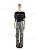 Calças femininas Capris Florest Florest Camouflage Cargo Pants Mulheres Moda High Colo Botão Fly Bolsetes Logo Casual Troushers Todas