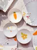 Vaisselle assiettes en relief mignon lapin style européen peint à la main en céramique vaisselle ensemble réservoir de stockage créatif assiette dîner 231202