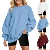 Damen-Kapuzenpullover, Damen-Pullover, übergroßes Sweatshirt, Herbst und Winter, lockeres Oberteil, einfarbig, tief angesetzte Schulter, Outdoor-All-Match-Pullover