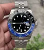 Watch High Quality Black Dial GMT II Watches 2813 Auto Movement Blue/Red Ceramic Bezel Sapphire Glass 40mm Mens Watchs Wristwatches